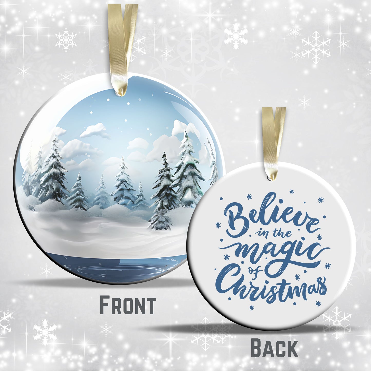 Snowy Landscape Globe Ceramic Ornament 48-17