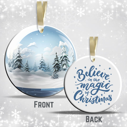 Snowy Landscape Globe Ceramic Ornament 48-17