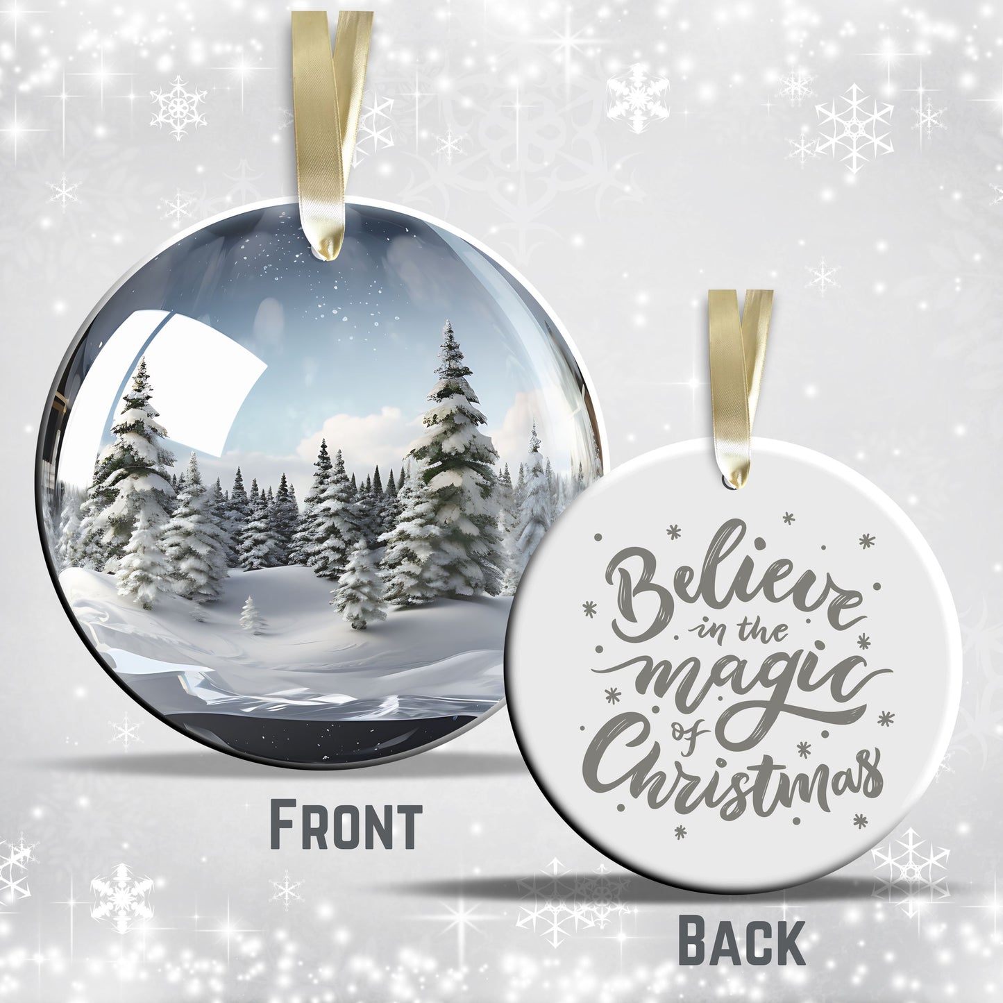 Snowy Landscape Globe Ceramic Ornament 48-19
