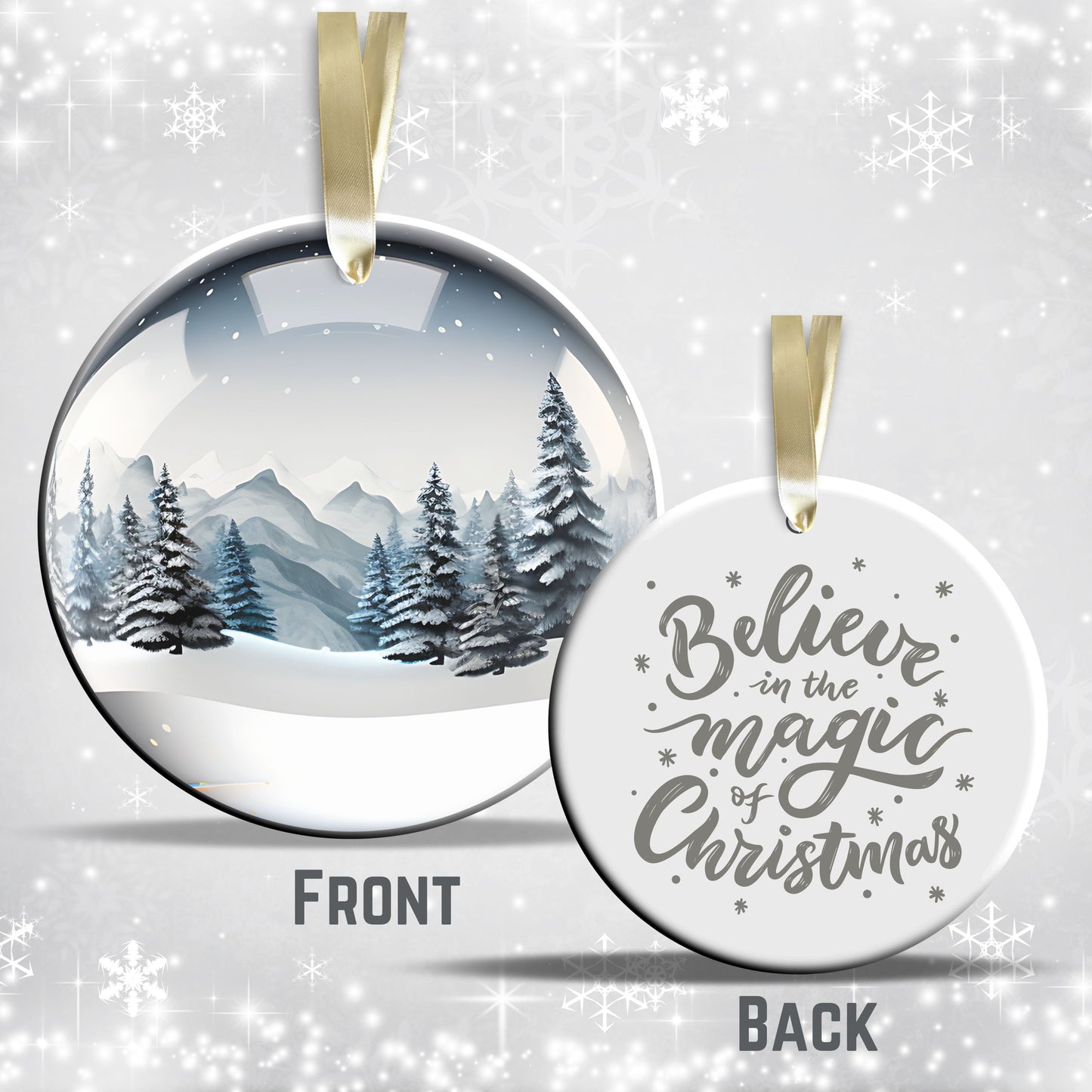 Snowy Landscape Globe Ceramic Ornament 48-32
