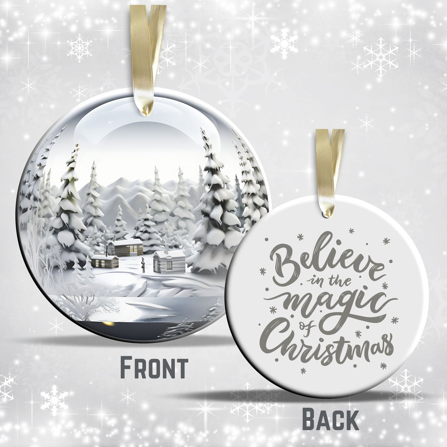 Snowy Landscape Globe Ceramic Ornament 48-33