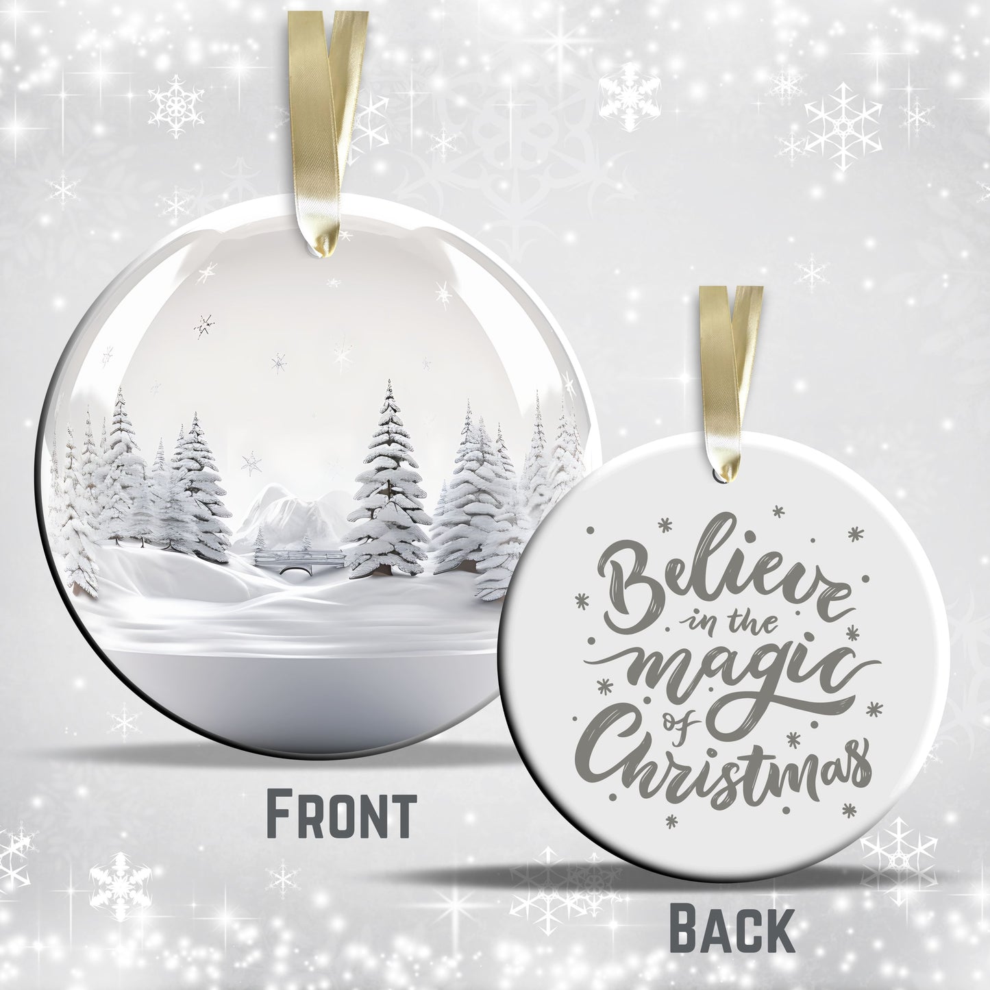 Snowy Landscape Globe Ceramic Ornament 48-35