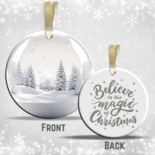 Snowy Landscape Globe Ceramic Ornament 48-35