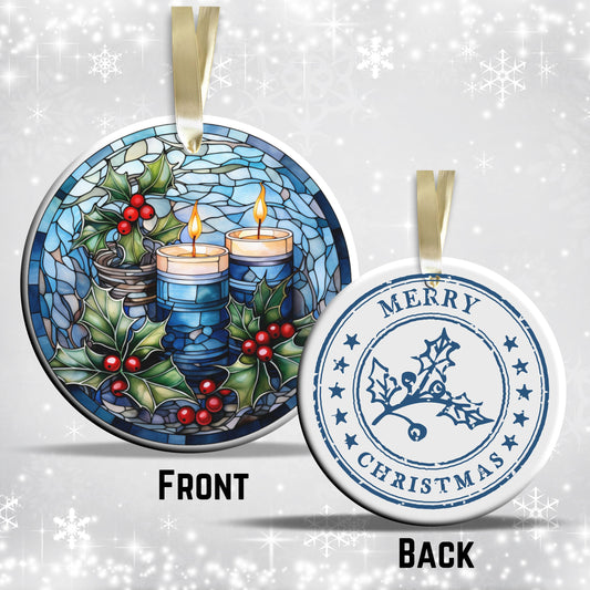 Stained Glass Christmas Ceramic Ornament