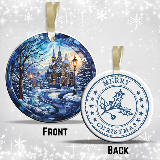 Stained Glass Christmas Ceramic Ornament