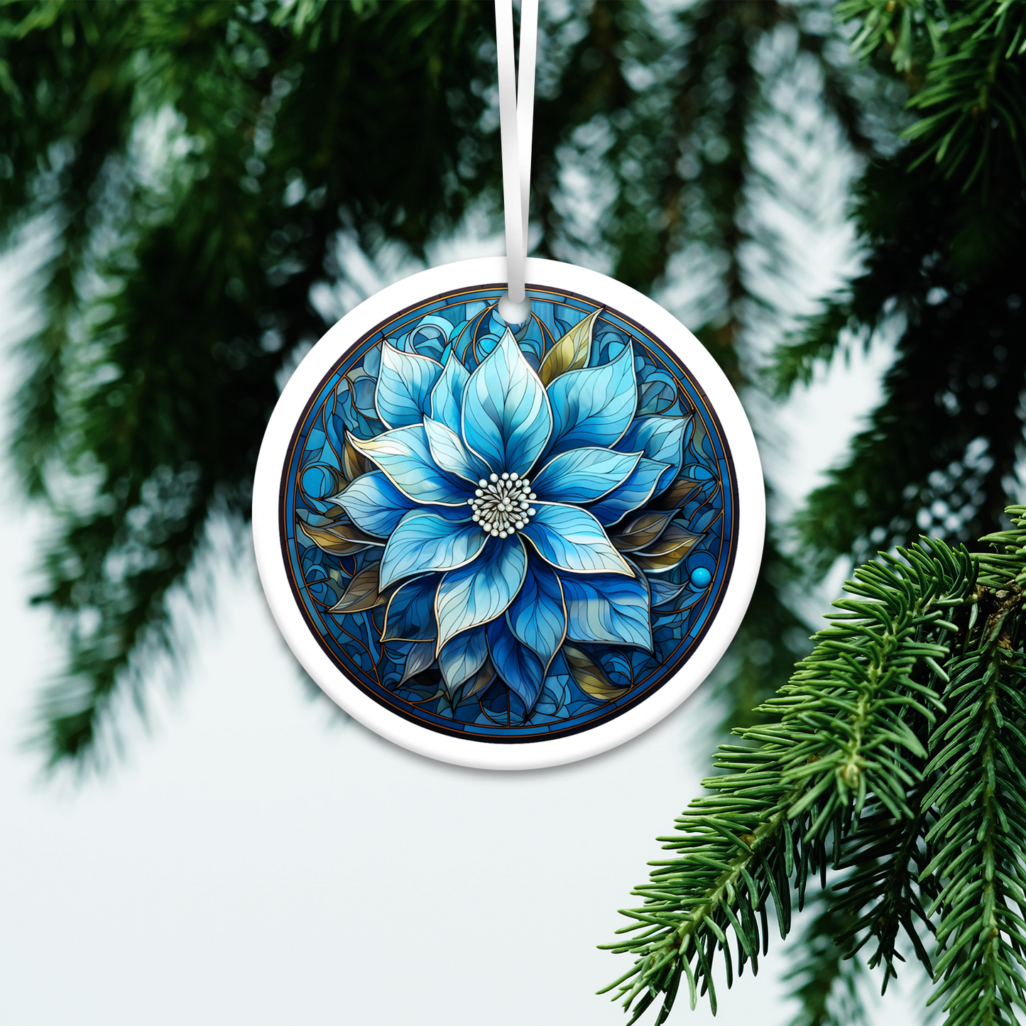 Stained Glass Christmas Ceramic Ornament