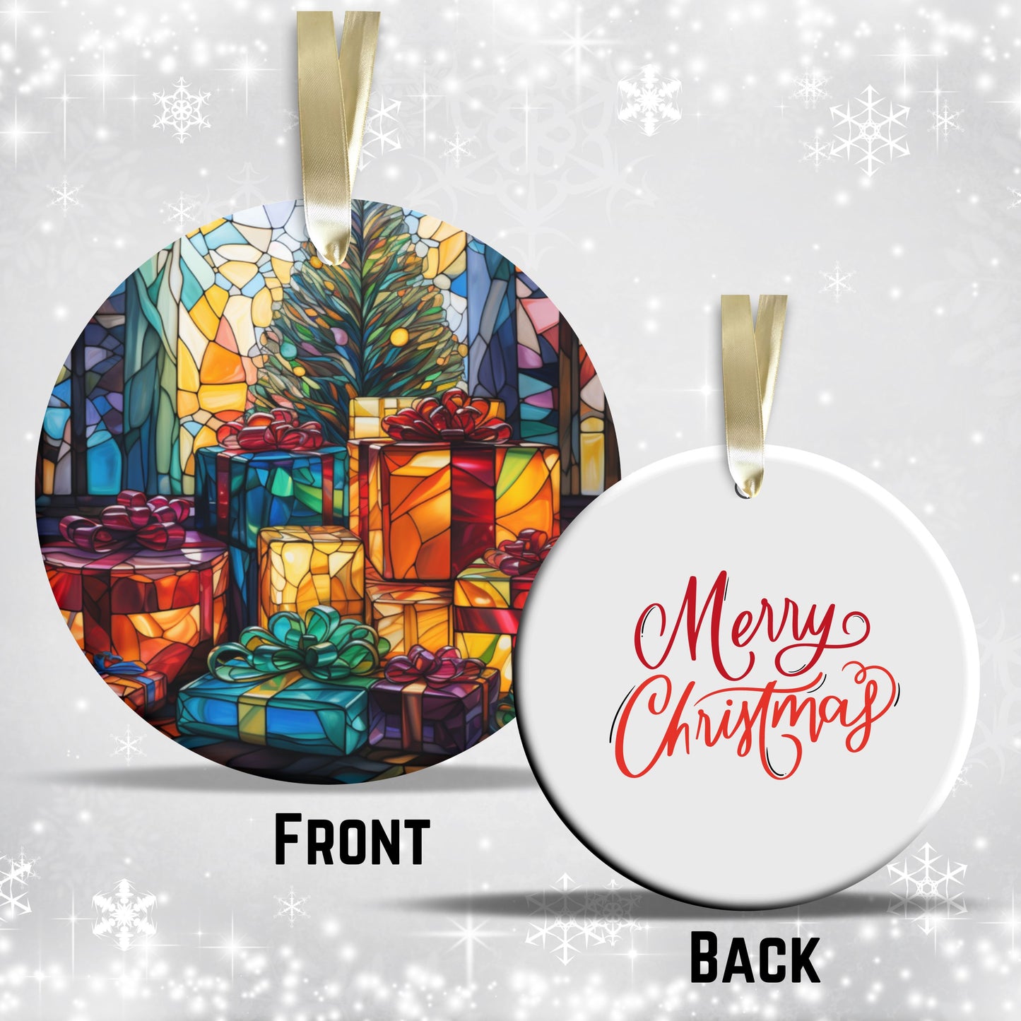 Stained Glass Christmas Ceramic Ornament 03-05