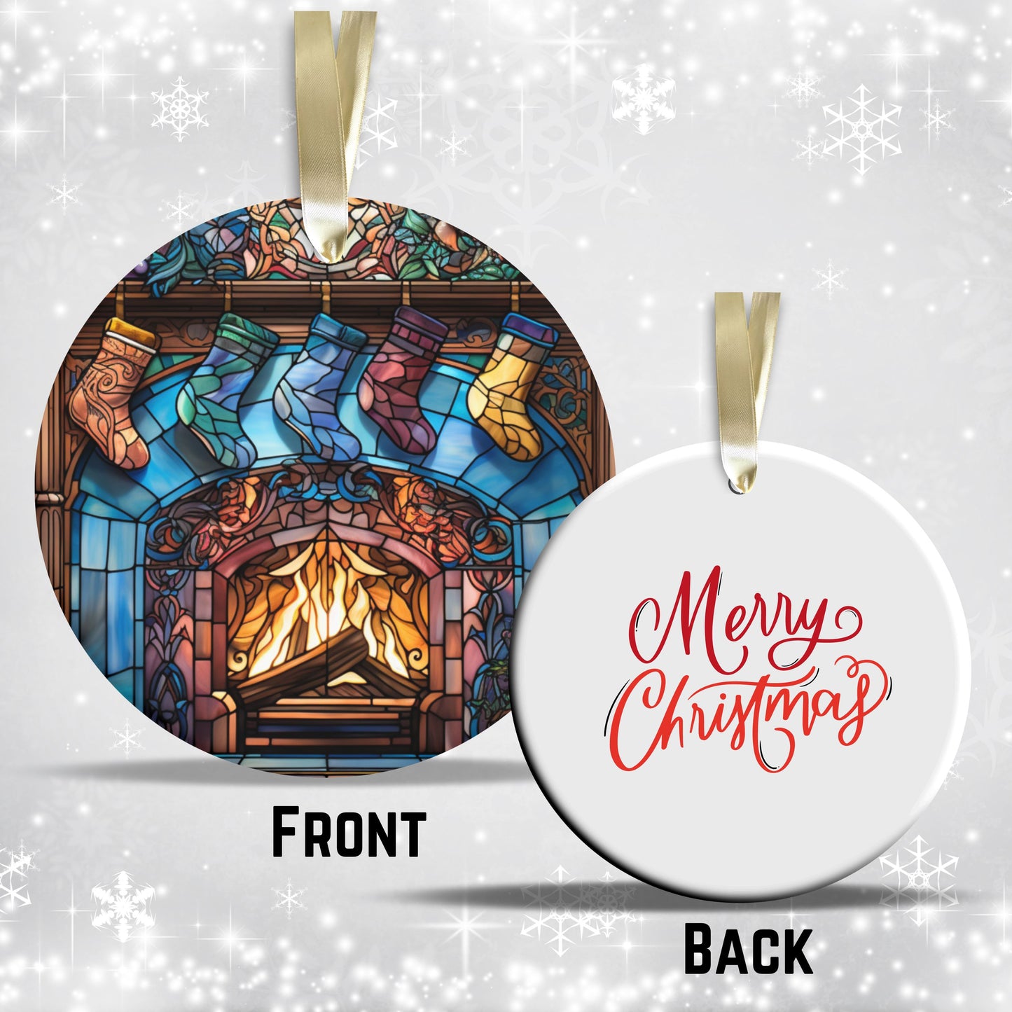 Stained Glass Christmas Ceramic Ornament