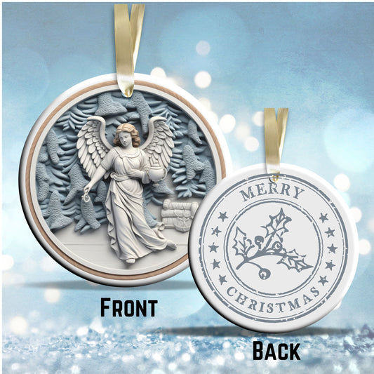 Steel Blue Angel Ceramic Ornament 40-13