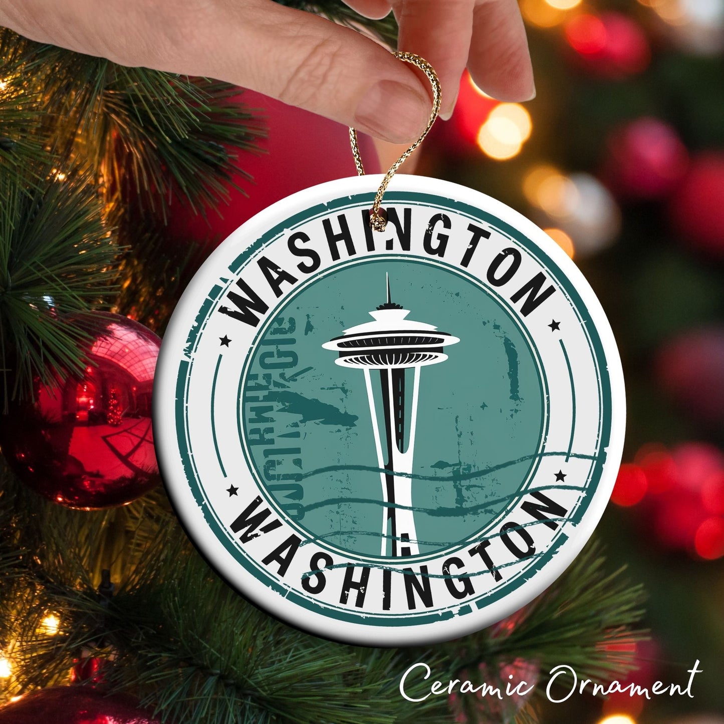 Personalized United States State of Washington Ceramic Ornament 66-WA