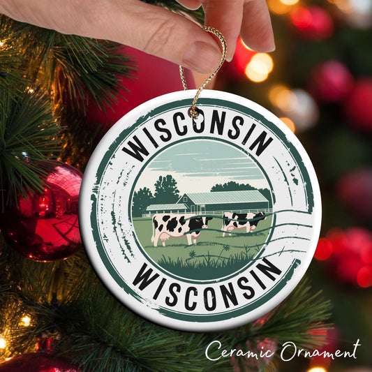 Personalized United States State of Wisconsin Ceramic Ornament 66-WI