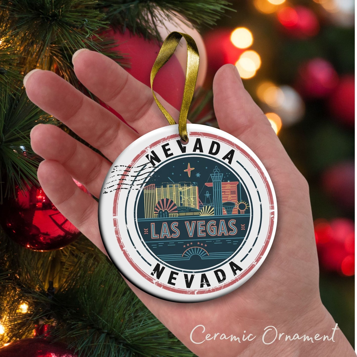 Nevada State Christmas Ornament - Personalized Ceramic 66-NV