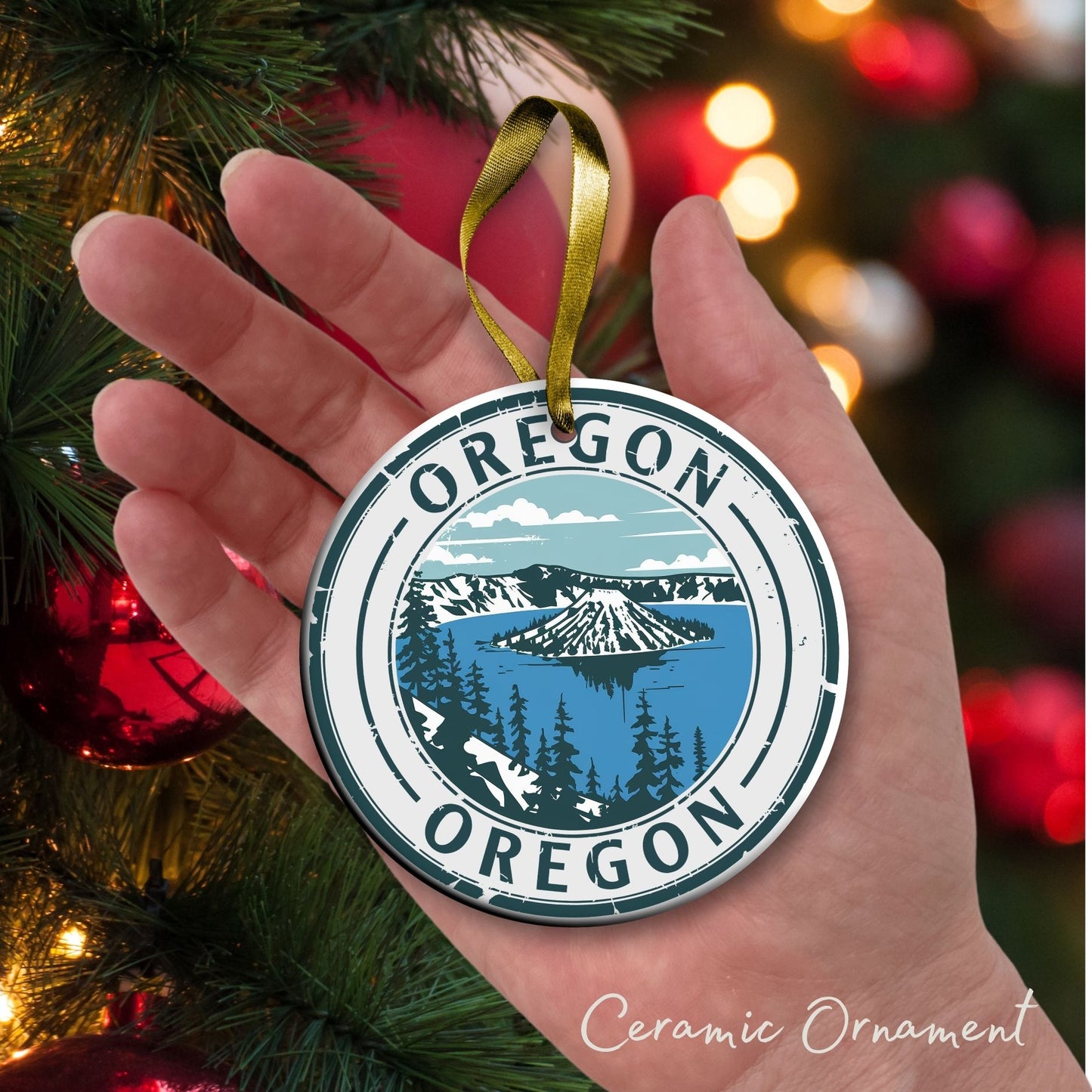 Oregon State Christmas Ornament - Personalized Ceramic 66-OR