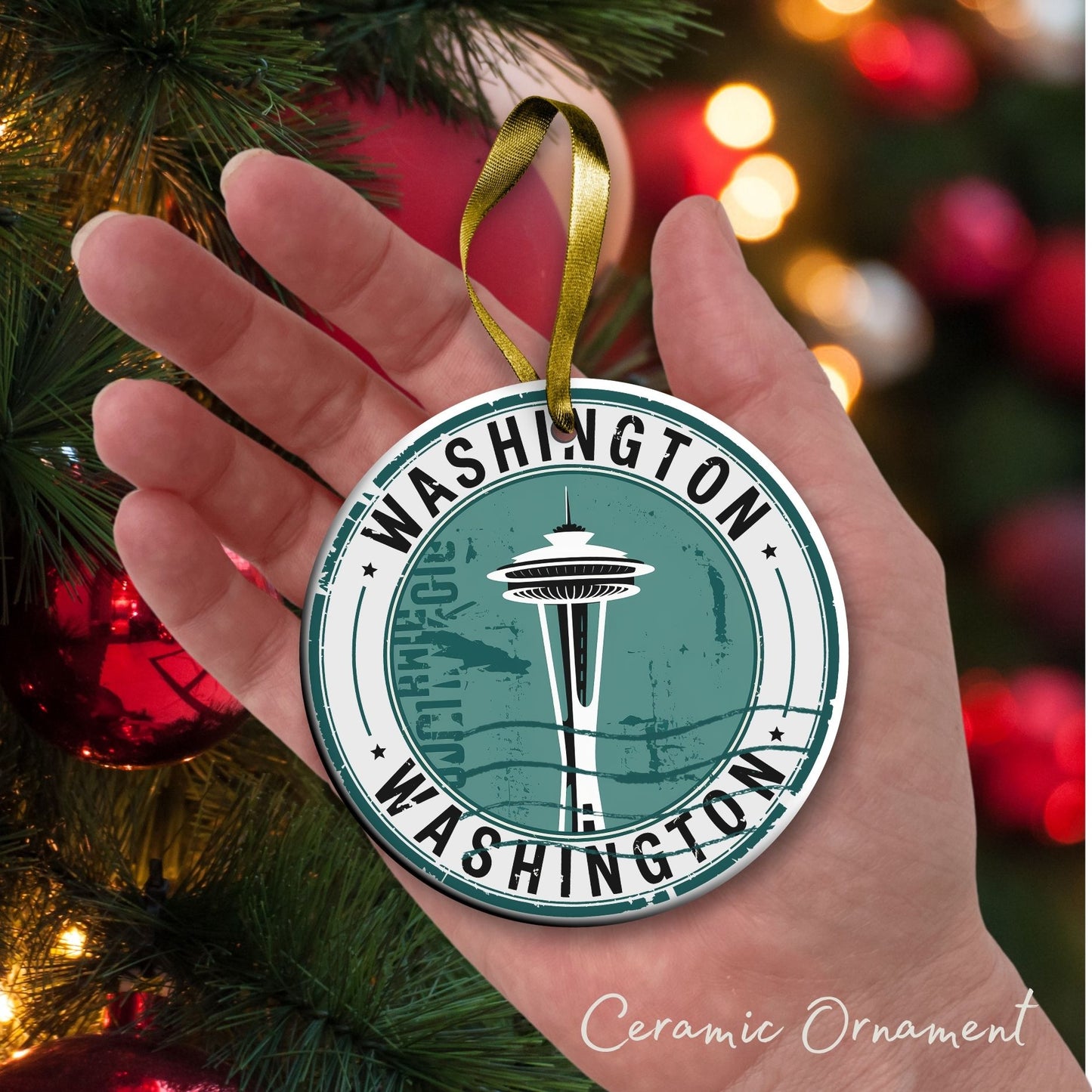 Personalized United States State of Washington Ceramic Ornament 66-WA