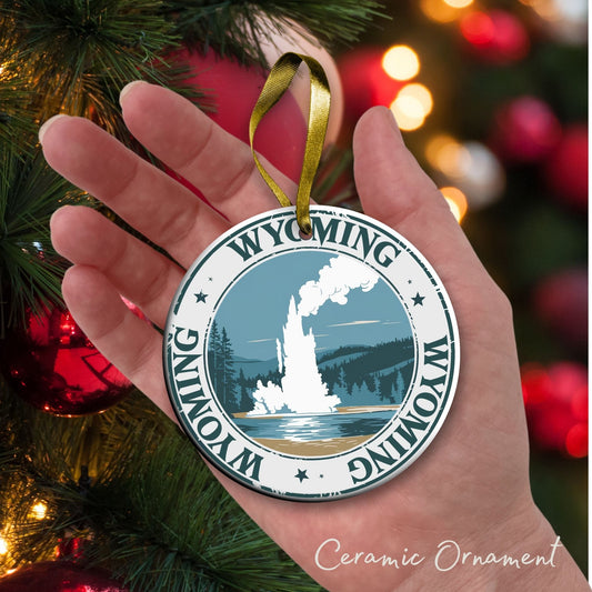 Personalized United States State of Wyoming Ceramic Ornament 66-WY