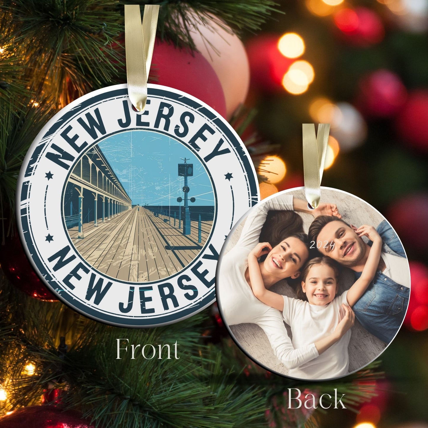New Jersey State Christmas Ornament - Personalized Ceramic 66-NJ
