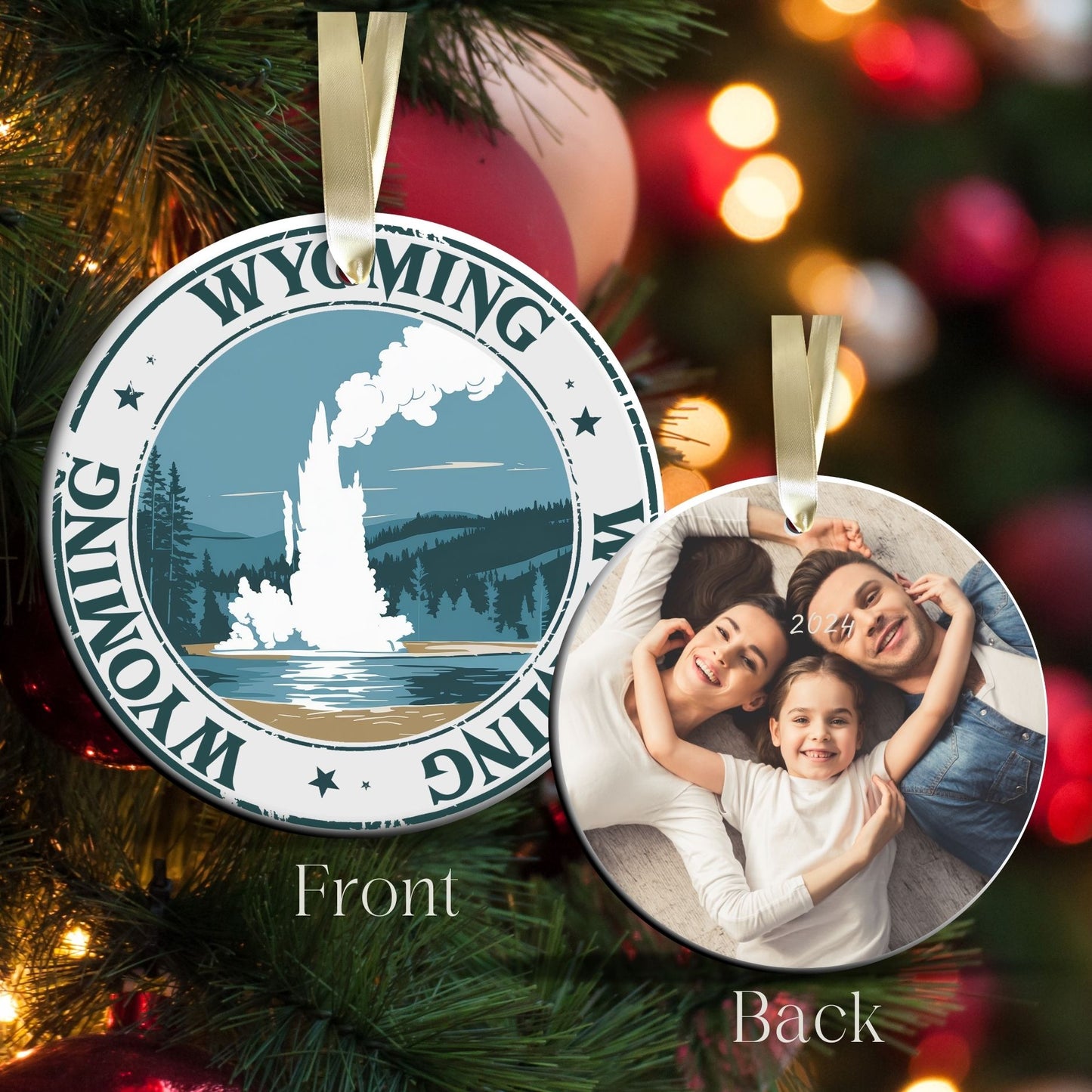 Personalized United States State of Wyoming Ceramic Ornament 66-WY