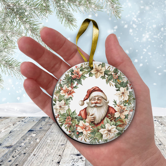 Retro Santa Claus Watercolor Ceramic Ornament 152-01