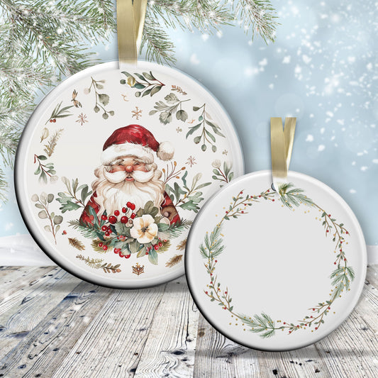 Retro Santa Claus Watercolor Ceramic Ornament 152-05