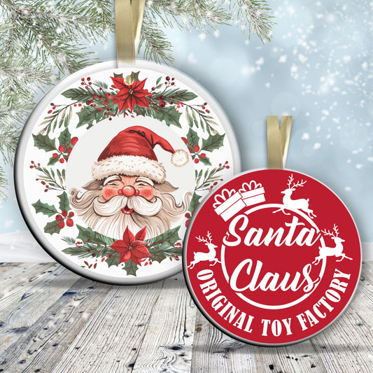 Retro Santa Claus Watercolor Ceramic Ornament 152-08