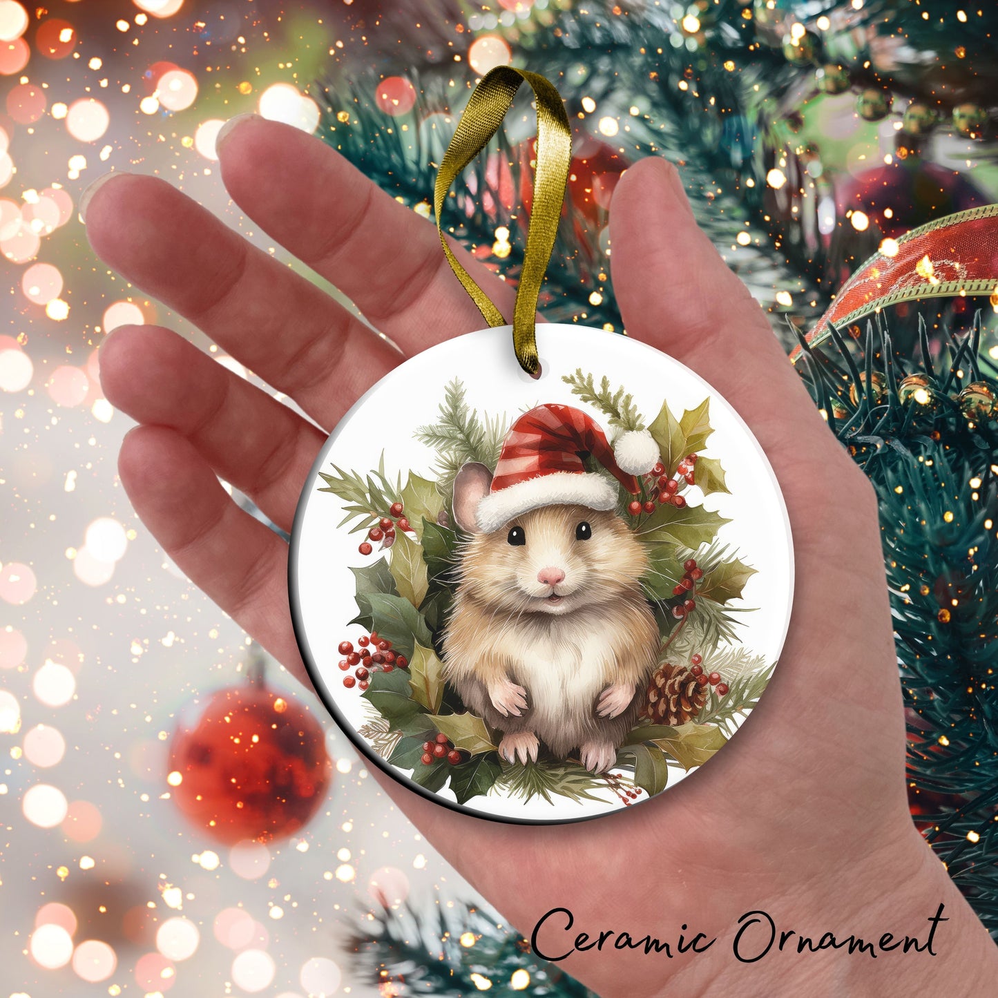 Watercolor Mouse Ceramic Ornament Set 29-04