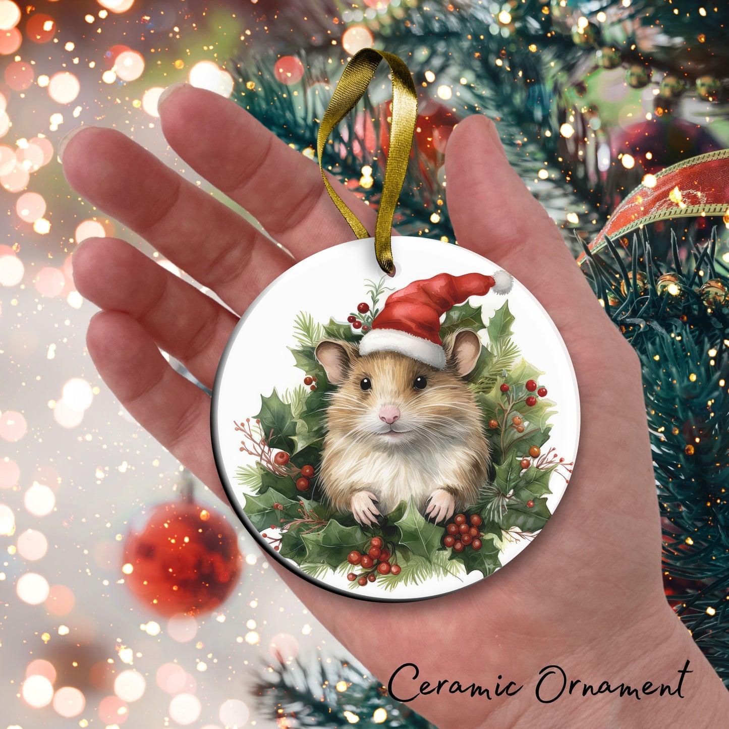 Watercolor Mouse Ceramic Ornament Set 29-06