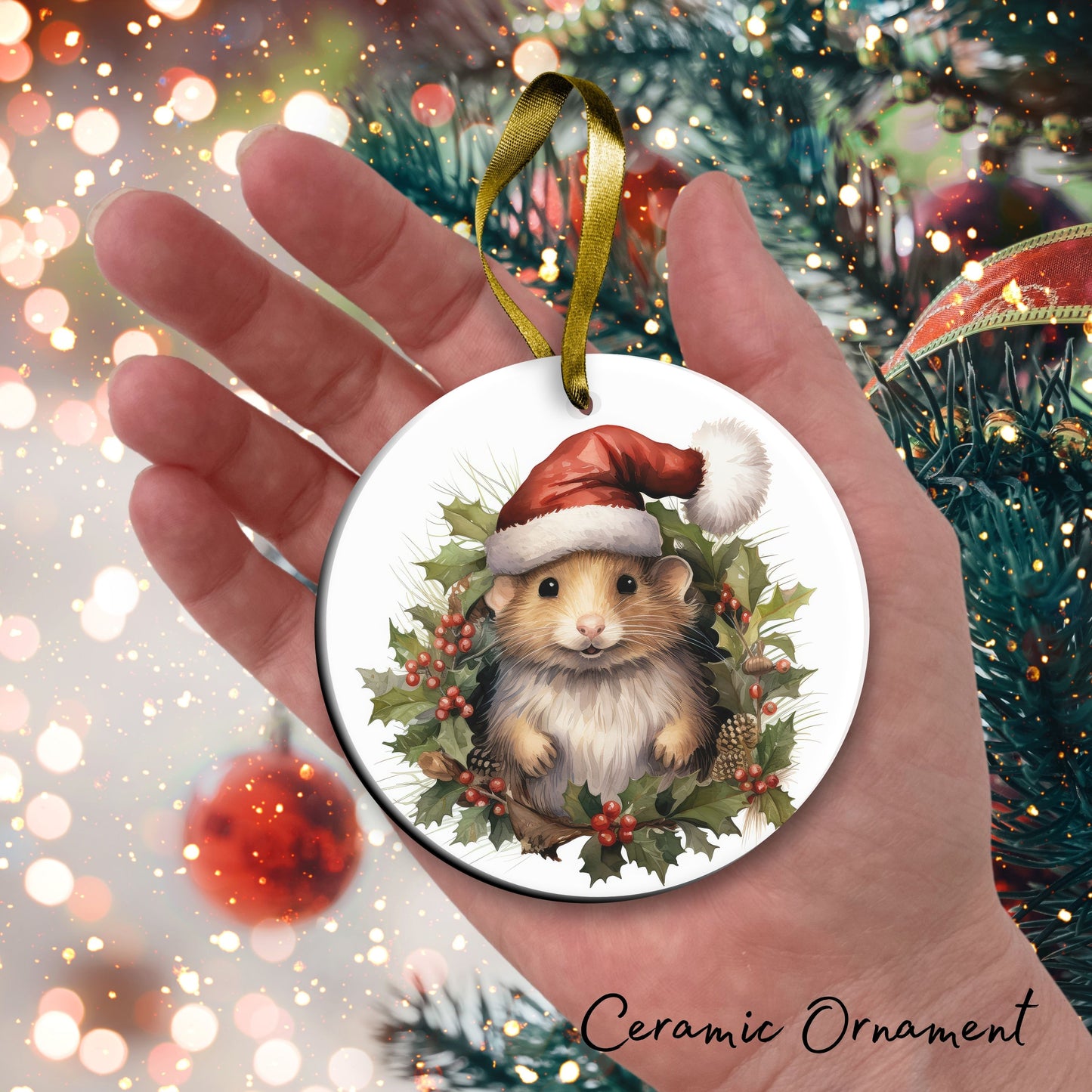 Watercolor Mouse Ceramic Ornament Set 29-10