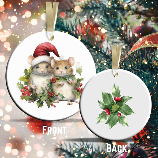 Watercolor Mice Ceramic Ornament Set 29-12