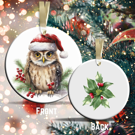 Watercolor Owl Ceramic Ornament Set 29-14