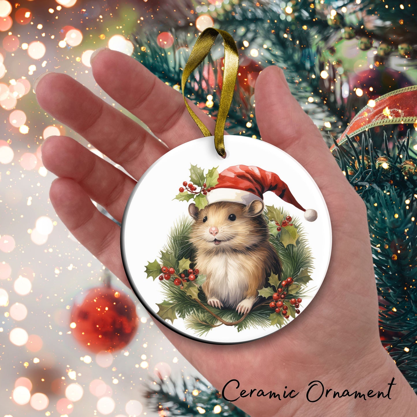 Watercolor Mouse Ceramic Ornament Set 29-16