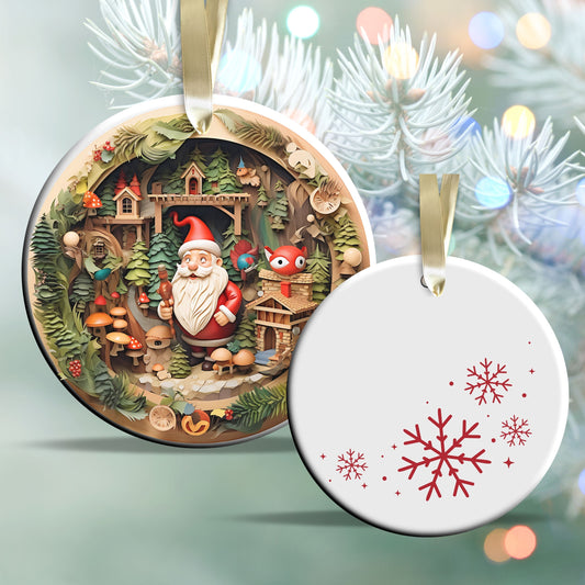 Whimsical Gnome Christmas Ceramic Ornament 70-04