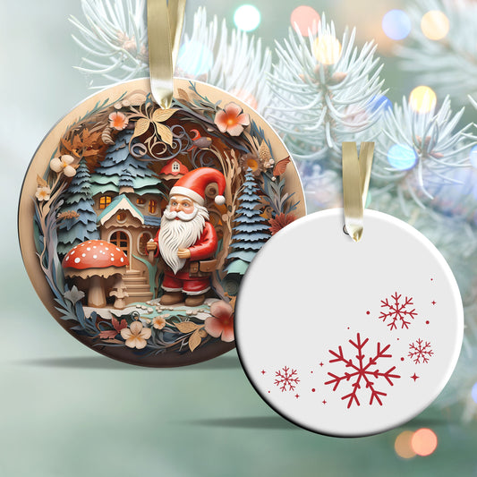 Whimsical Gnome Christmas Ceramic Ornament 70-05