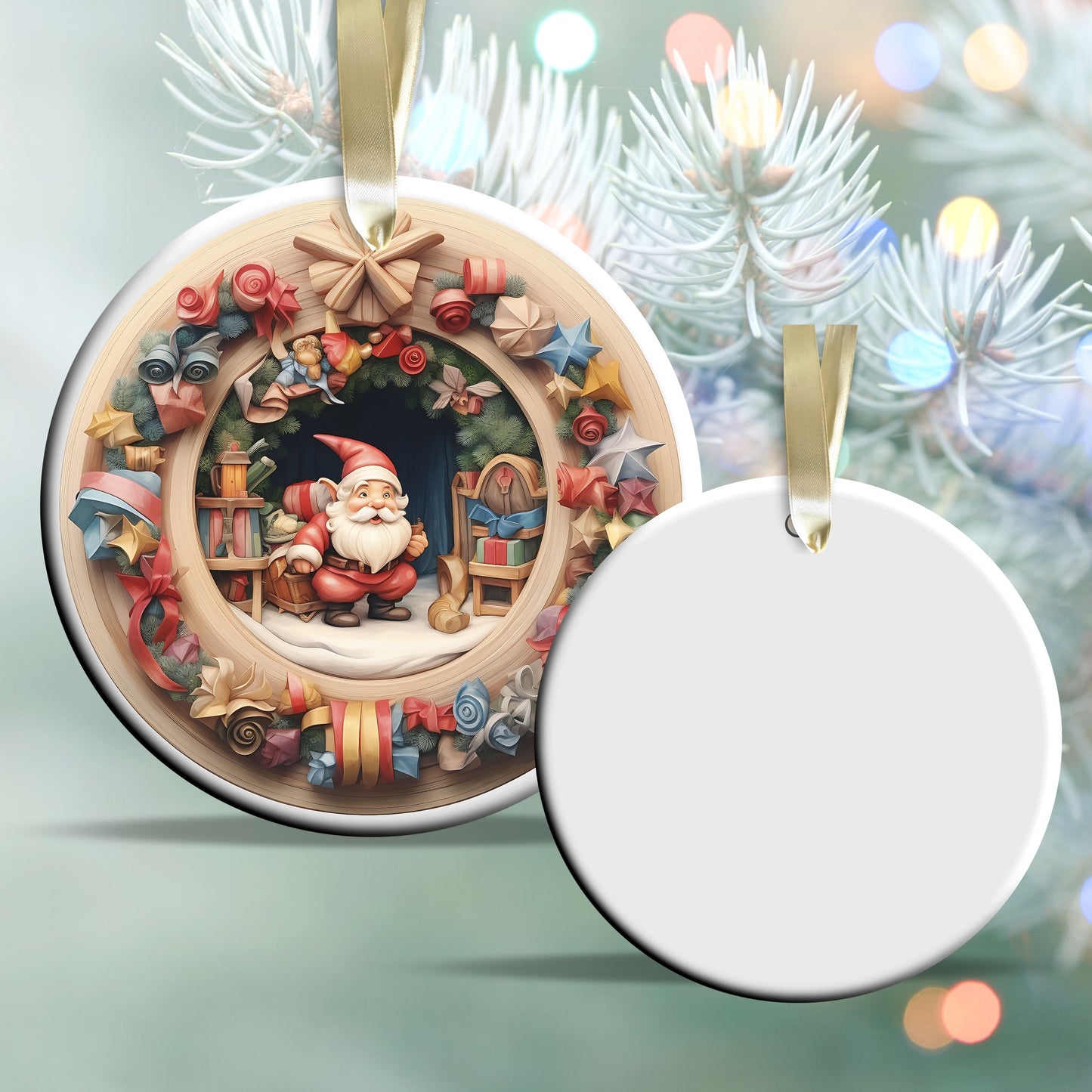 Whimsical Gnome Christmas Ceramic Ornament 70-06