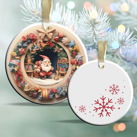 Whimsical Gnome Christmas Ceramic Ornament 70-06