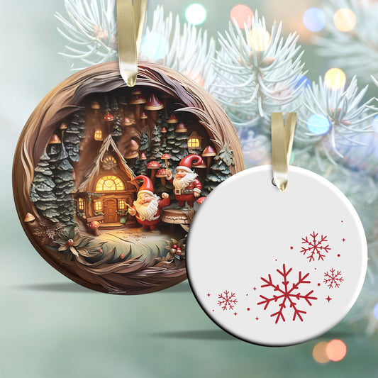 Whimsical Gnome Christmas Ceramic Ornament 70-07