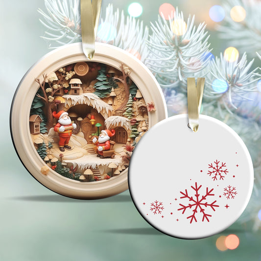 Whimsical Gnome Christmas Ceramic Ornament 70-08