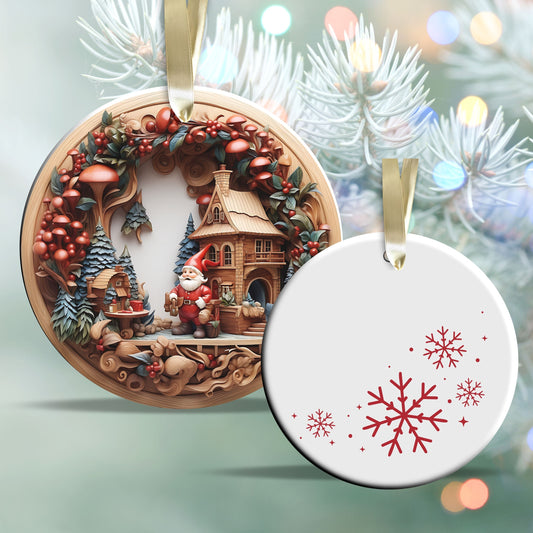 Whimsical Gnome Christmas Ceramic Ornament 70-09