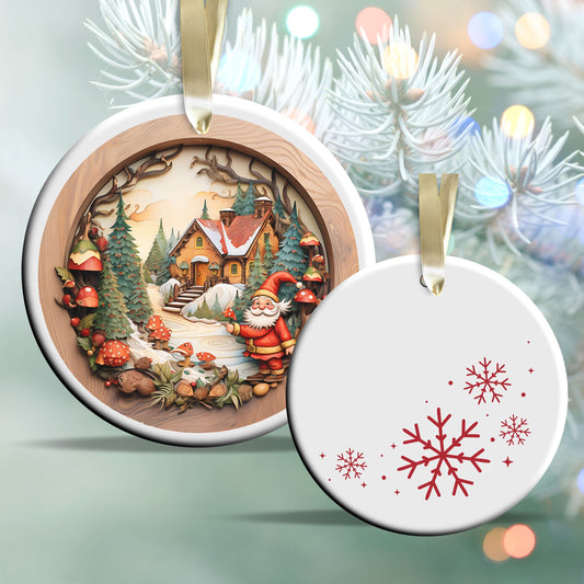 Whimsical Gnome Christmas Ceramic Ornament 70-11