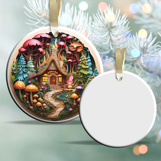 Whimsical Gnome Christmas Ceramic Ornament 70-13