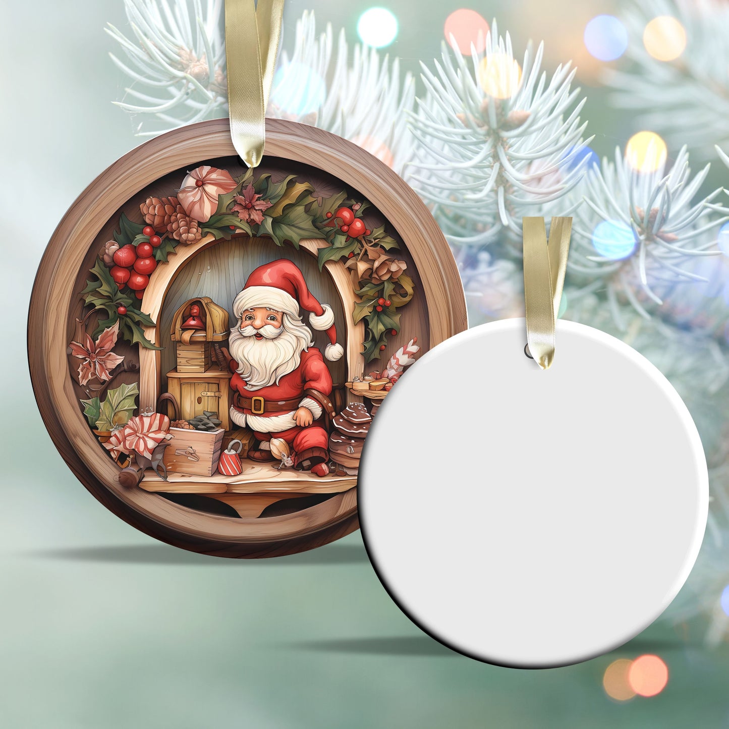 Whimsical Gnome Christmas Ceramic Ornament 70-14