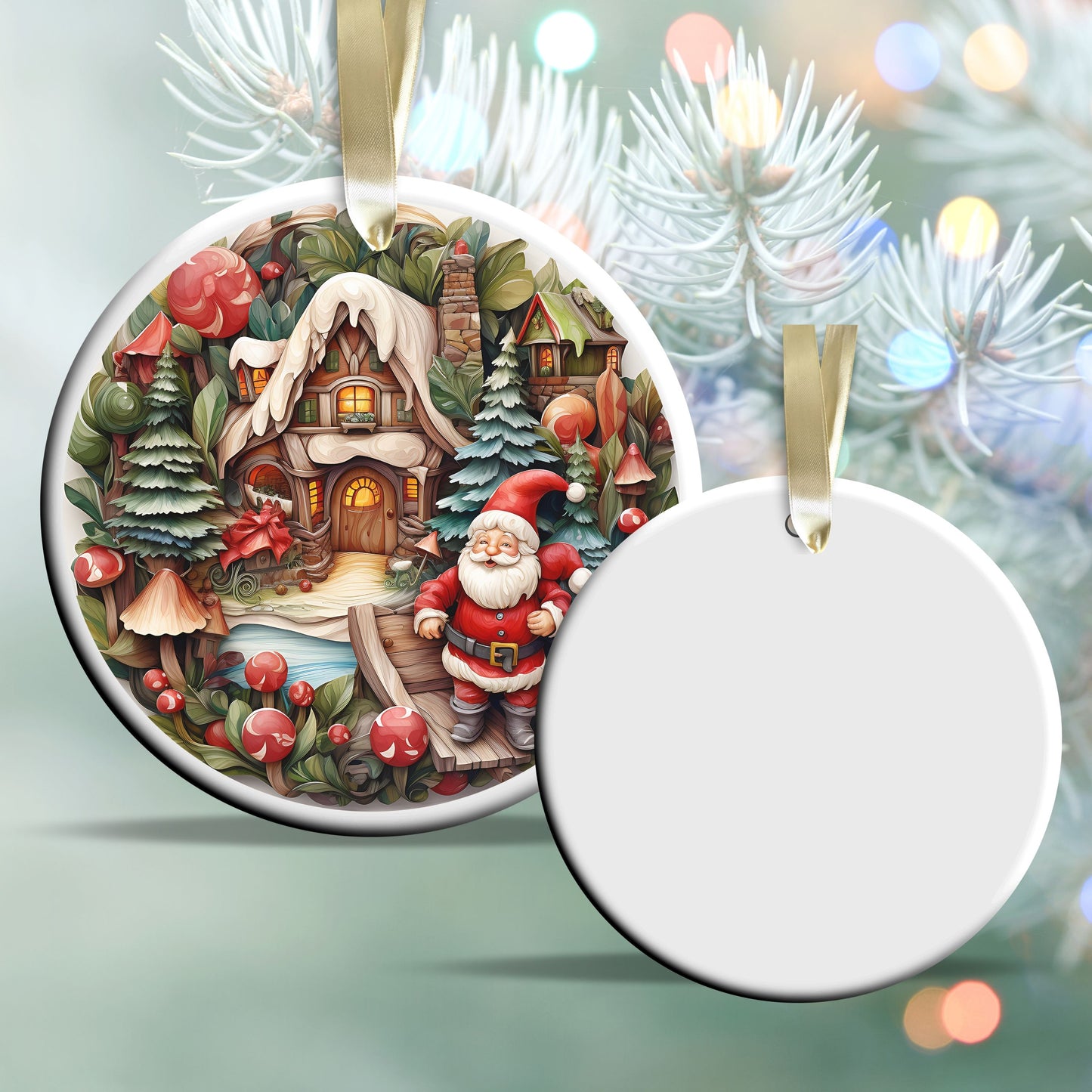 Whimsical Gnome Christmas Ceramic Ornament 70-15