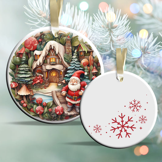 Whimsical Gnome Christmas Ceramic Ornament 70-15