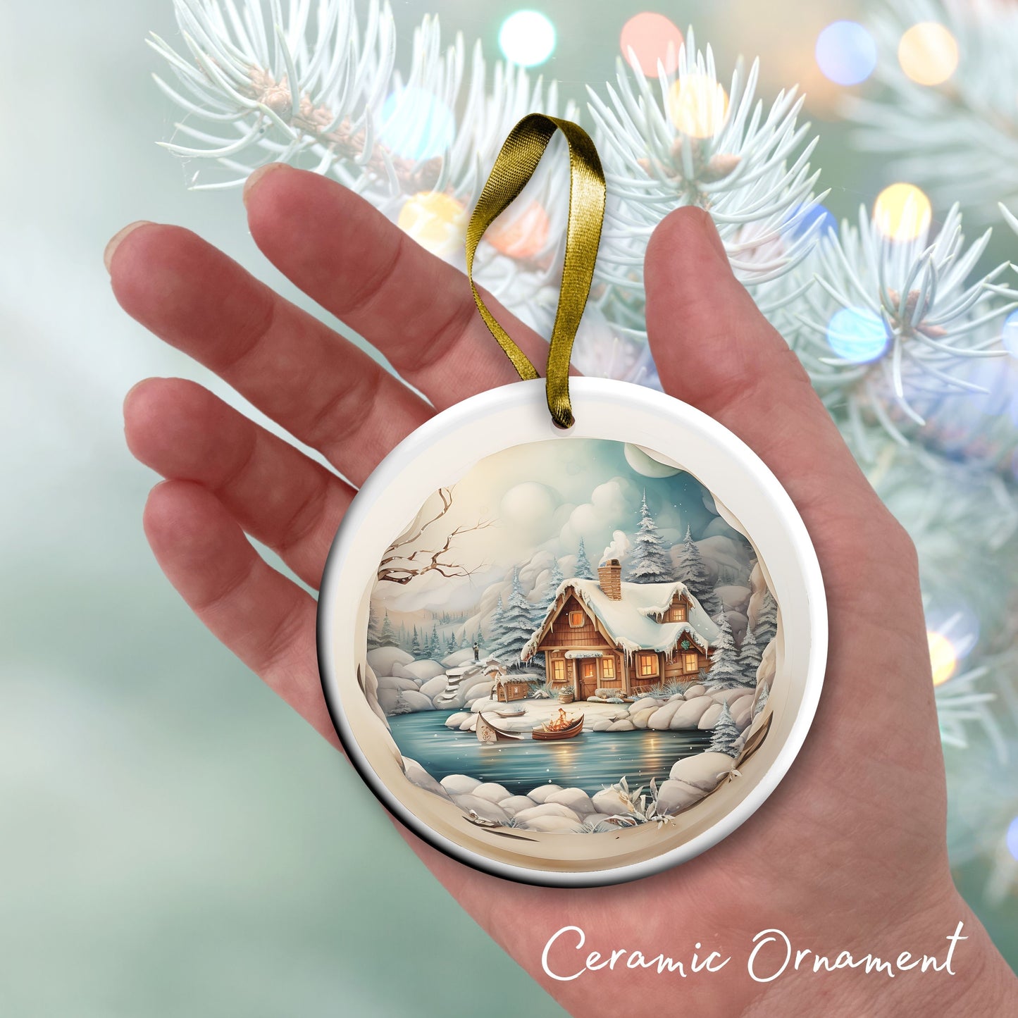 Whimsical Gnome Christmas Ceramic Ornament 70-16