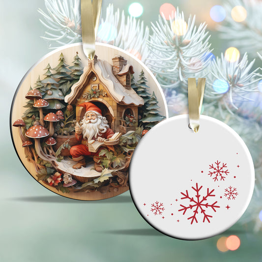 Whimsical Gnome Christmas Ceramic Ornament 70-17