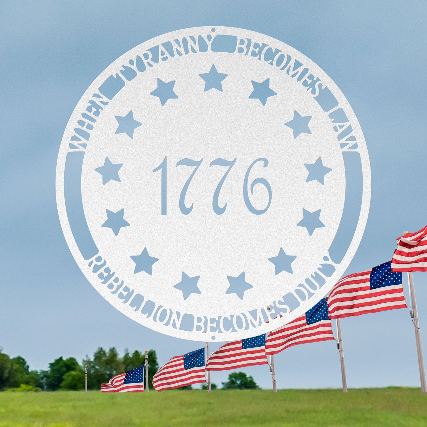 Patriotic 1776 & 13 Stars Metal Sign Wall Art