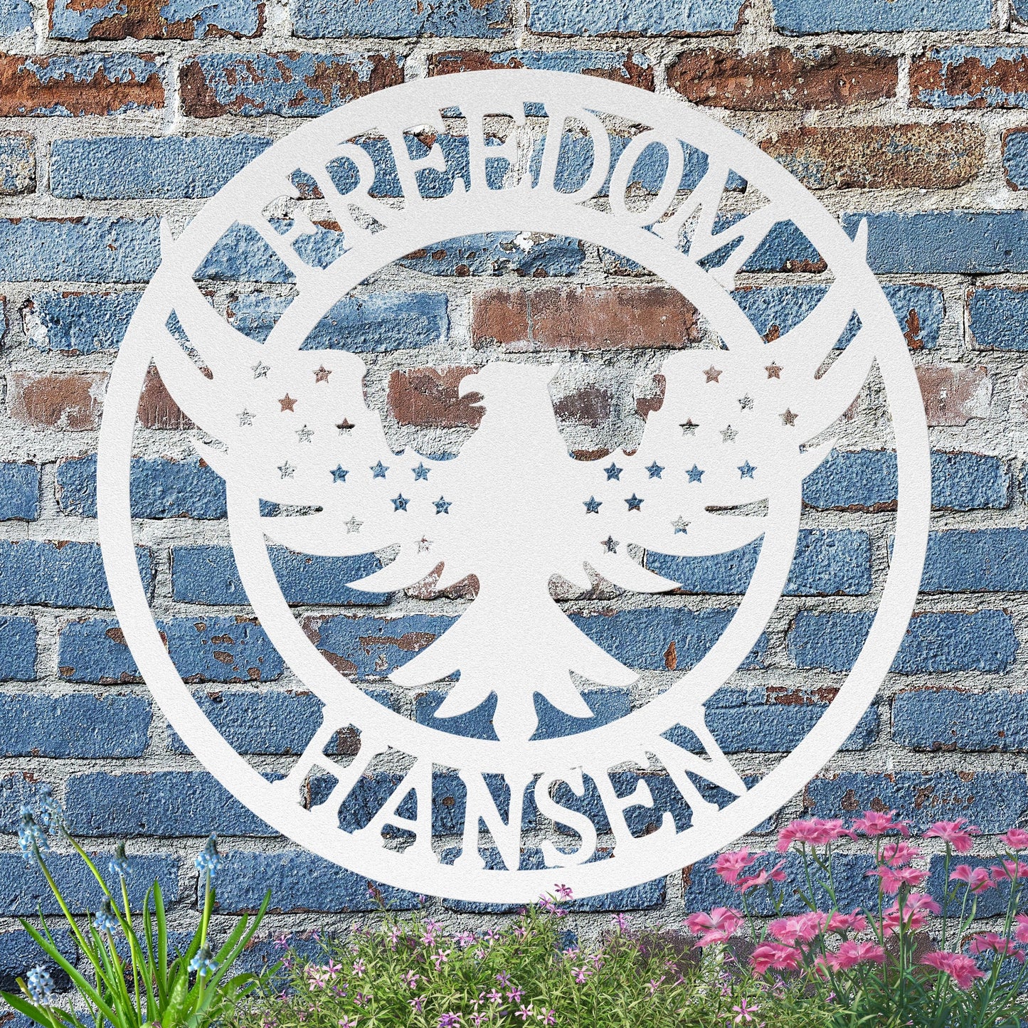 Freedom Flying Eagle with Stars Metal Sign