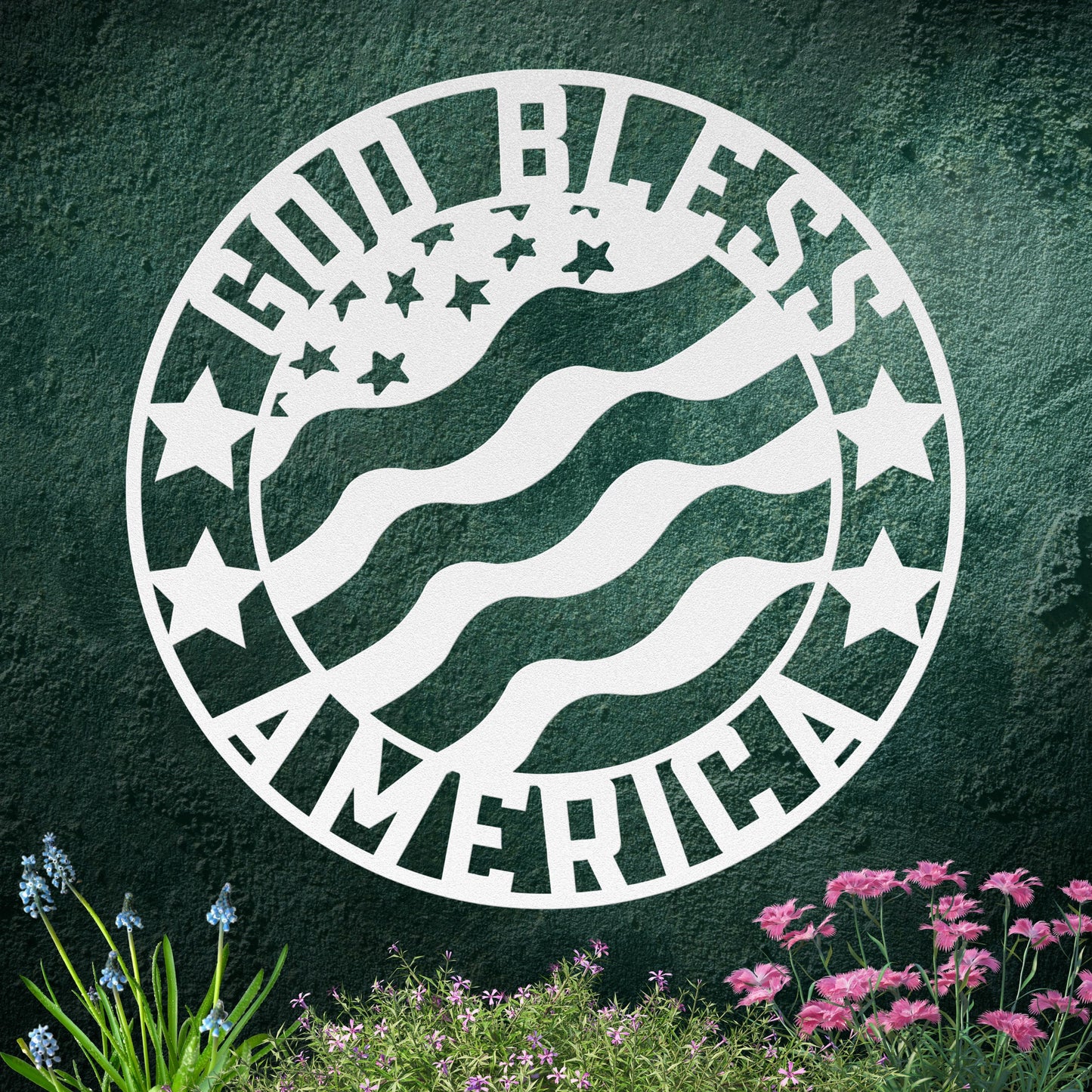 God Bless American Flag Metal Sign