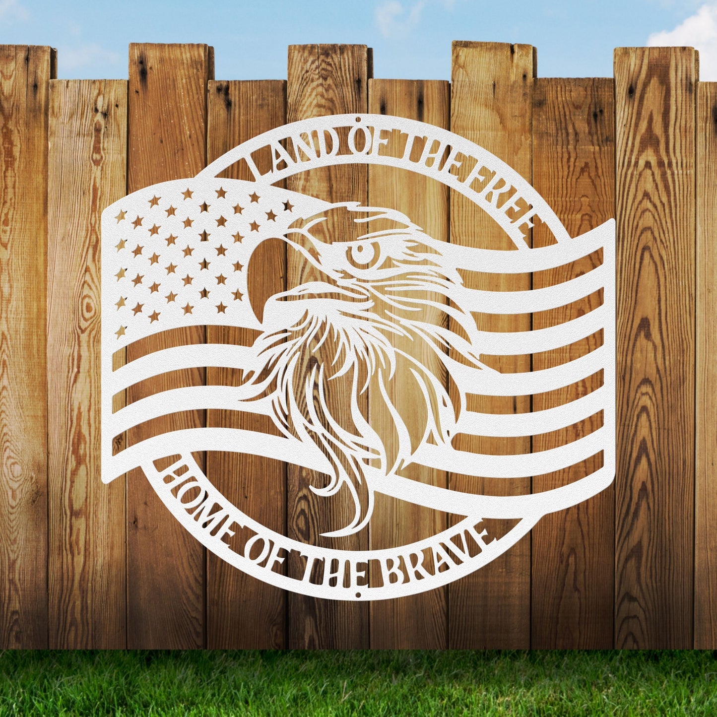 Patriotic Metal Sign With American Flag and Eagle