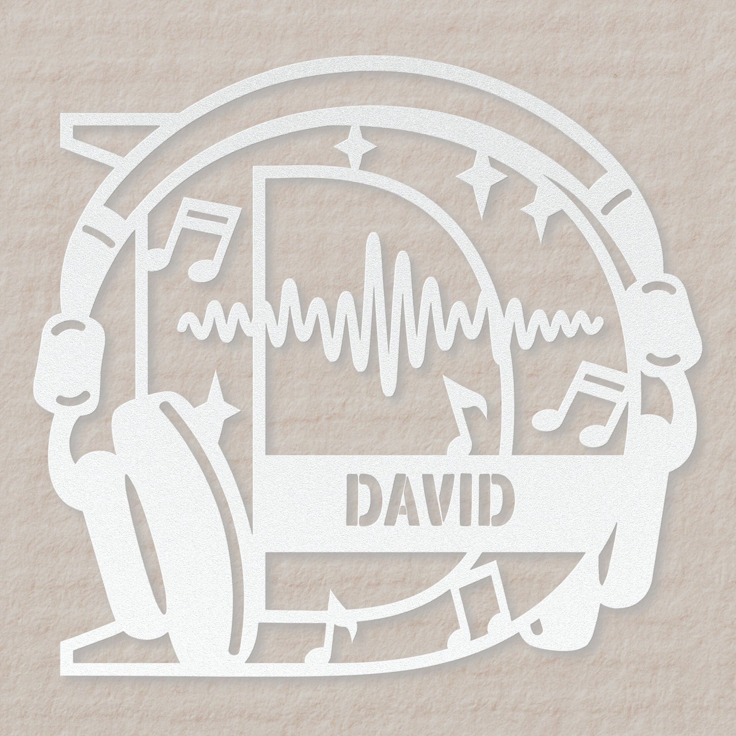 Personalized Headphones Monogram Letter D - Metal Sign