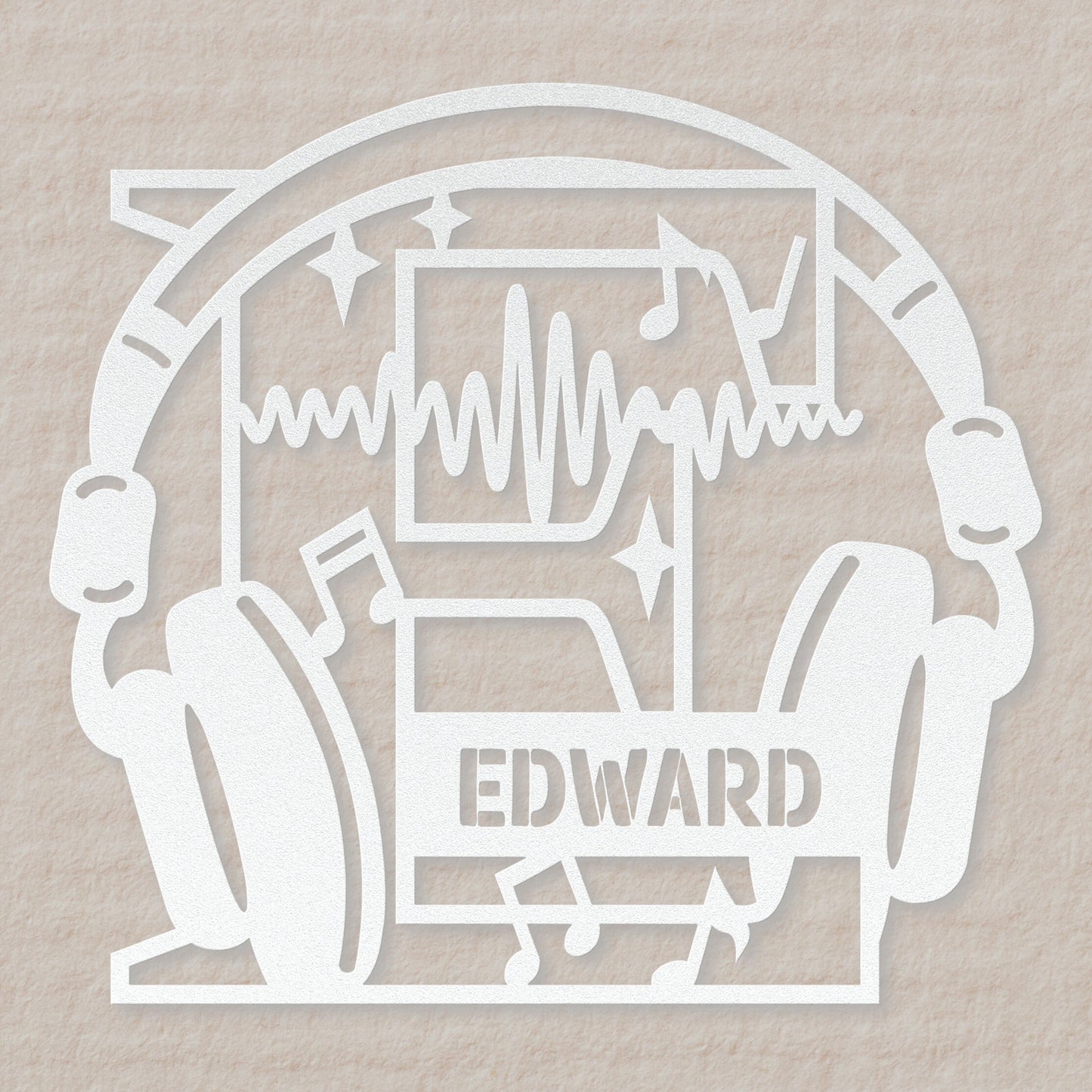 Personalized Headphones Monogram Letter E - Metal Sign
